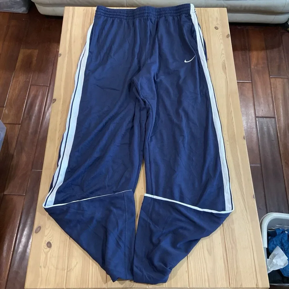 Nike Overtime 273715-010 Basketball Track Pants Blue White Men’s Ankle Zip 2XL